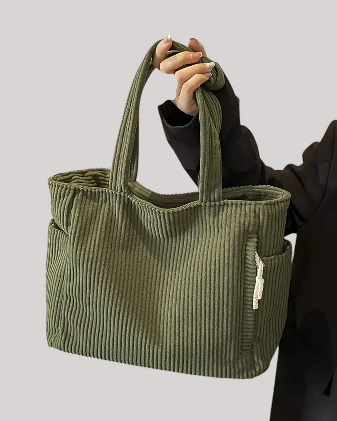 Stockholm Atelier™ | Räfflad toteväska med snördetalj