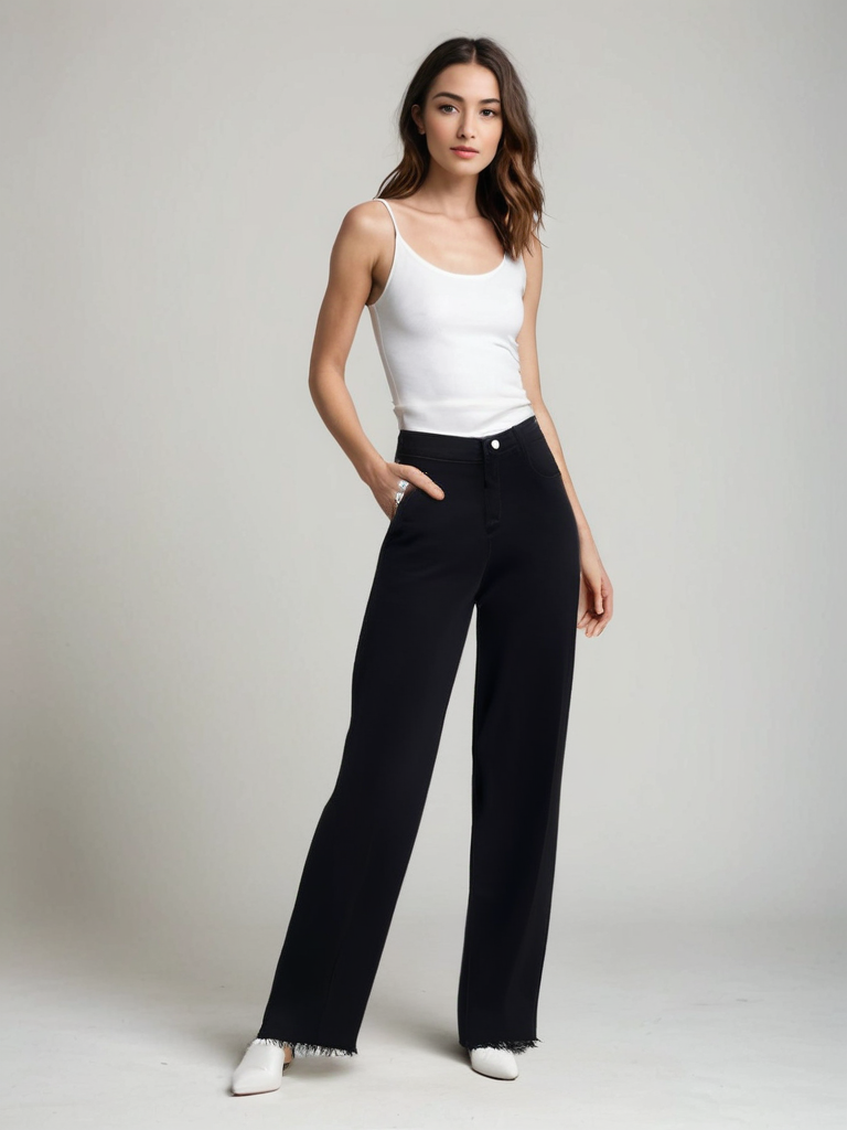 Stockholm Atelier™ | Elegant Svart Jeans med Rå Finish
