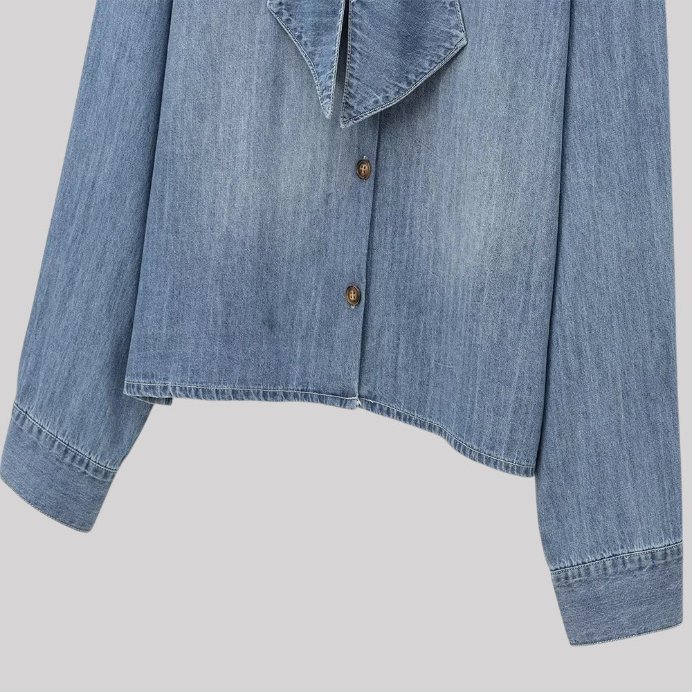 Clémence | Denimblus med rosett