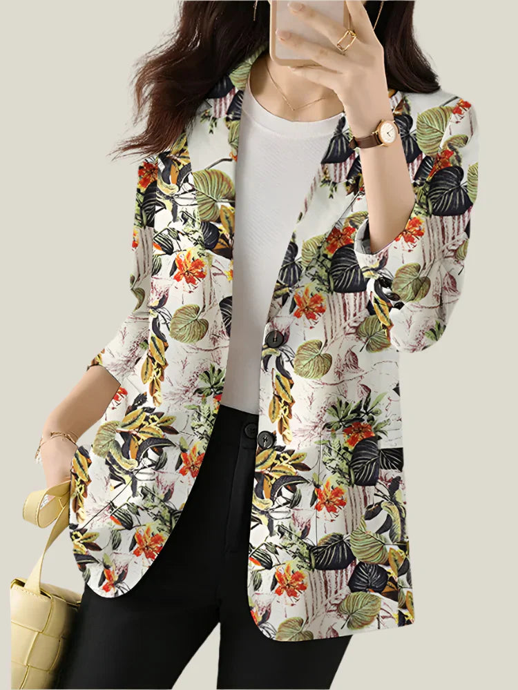 Stockholm Atelier™ - Chic Floral Printed Blazer