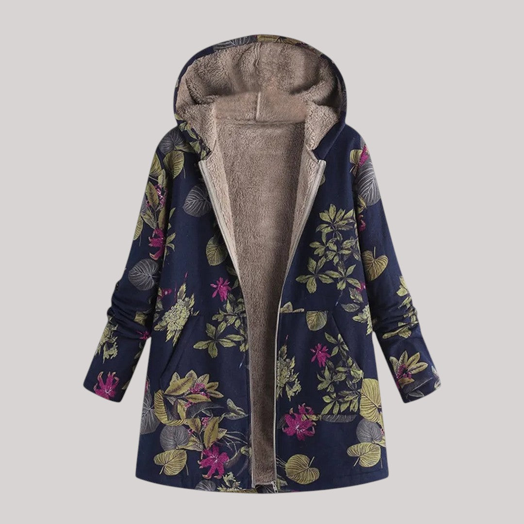 Flora | Varm, mjuk fodrad stickad jacka parkas