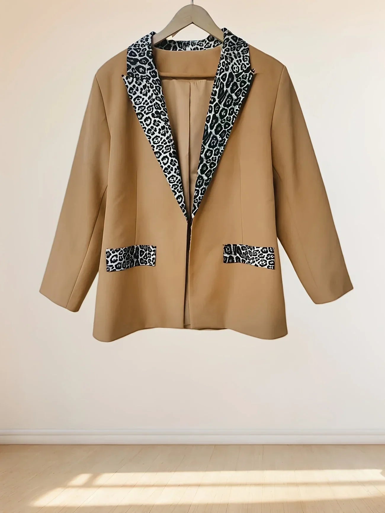 Stockholm Atelier™ - Elegant Leopard Print Collar Coat