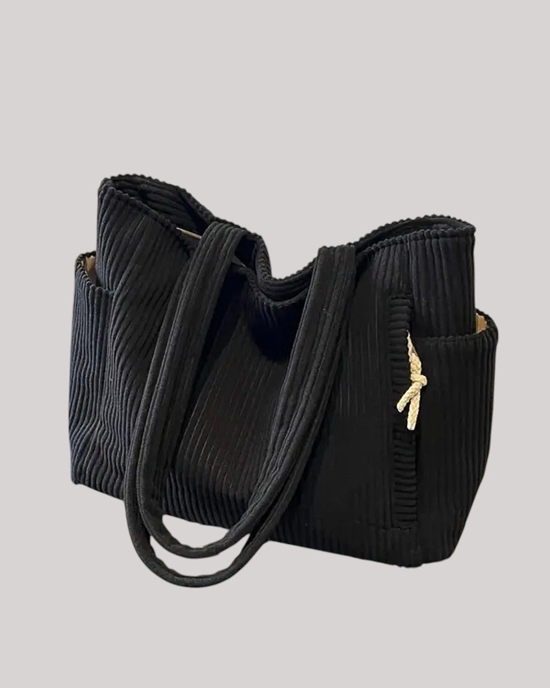 Stockholm Atelier™ | Räfflad toteväska med snördetalj