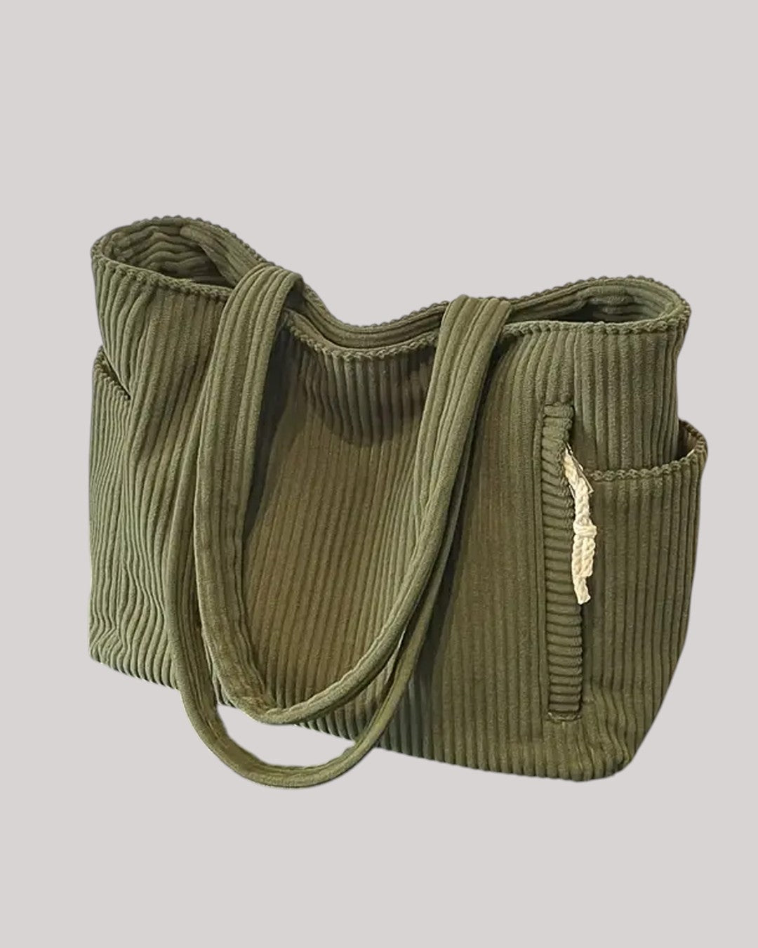 Stockholm Atelier™ | Räfflad toteväska med snördetalj