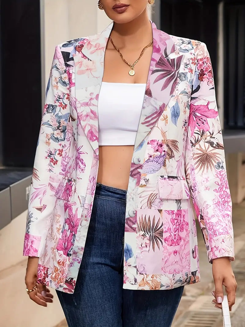 Stockholm Atelier™ - Chic Floral Print Blazer