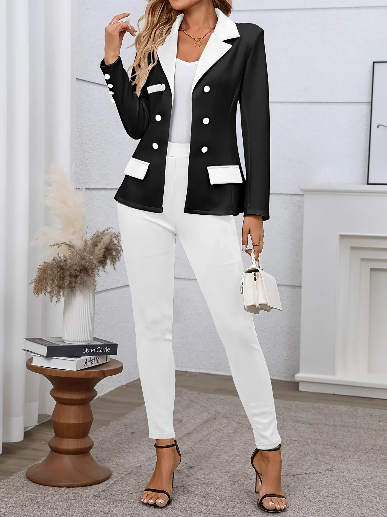 Stockholm Atelier™ - Chic Color Block Two-piece Set