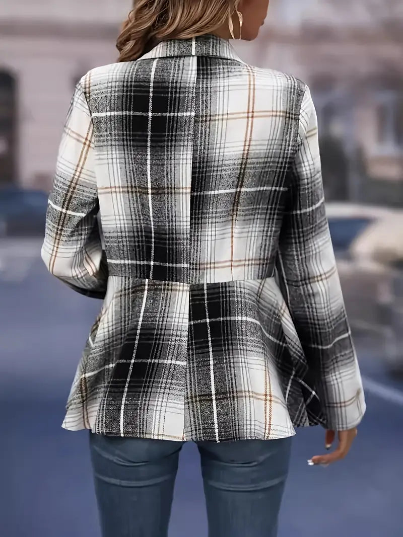 Stockholm Atelier™- Elegant Plaid Blazer