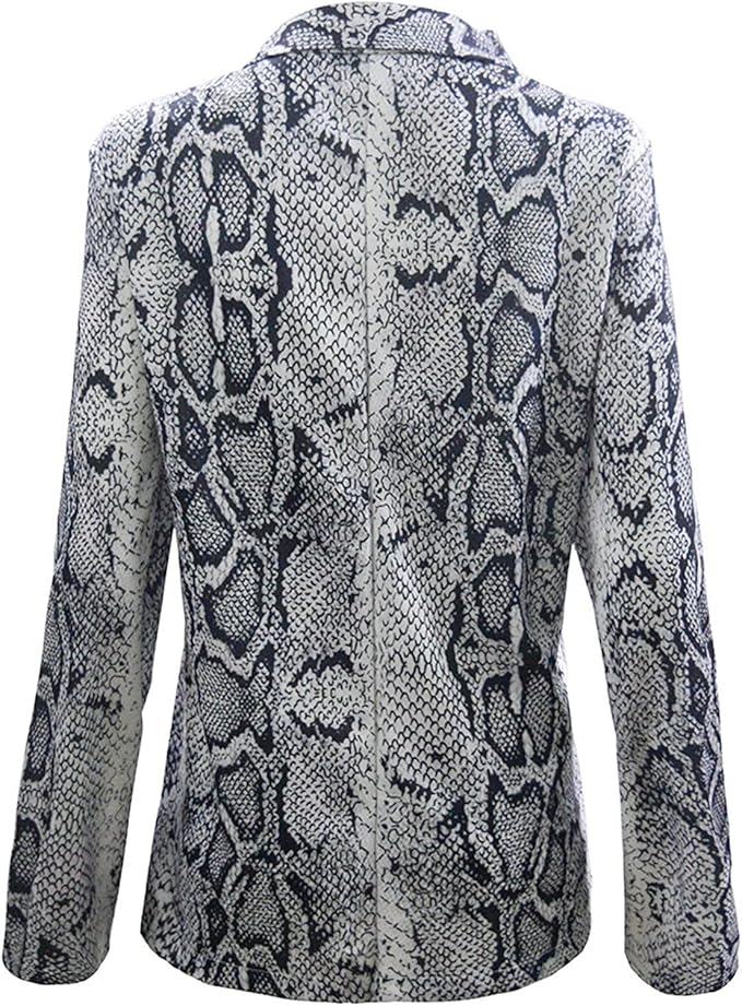Stockholm Atelier™ - Elegant Snake Print Open Front Blazer