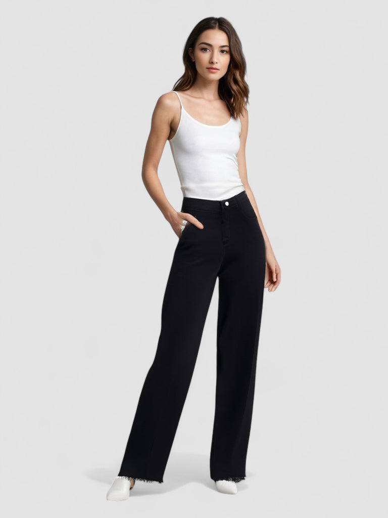 Stockholm Atelier™ | Elegant Svart Jeans med Rå Finish