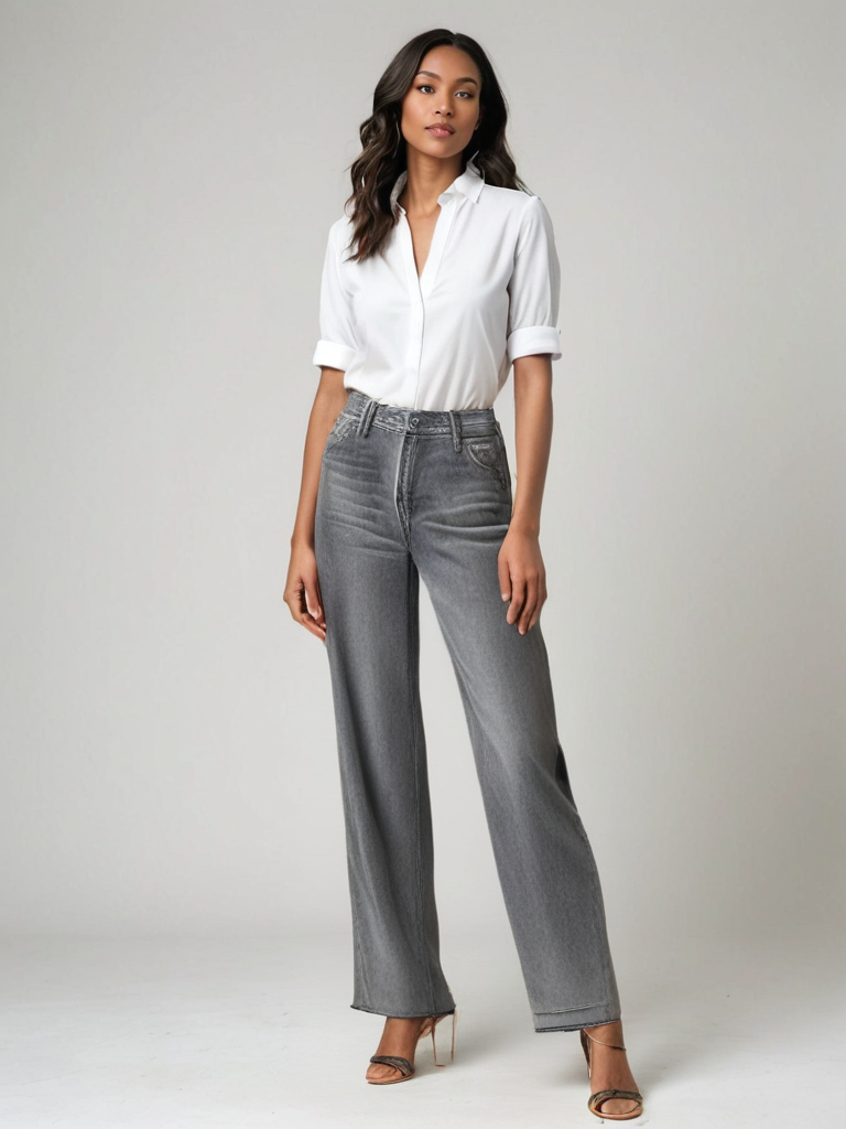 Stockholm Atelier™ | Grå Utställd Jeans