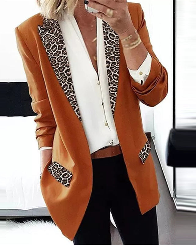 Stockholm Atelier™ - Elegant Leopard Print Collar Coat