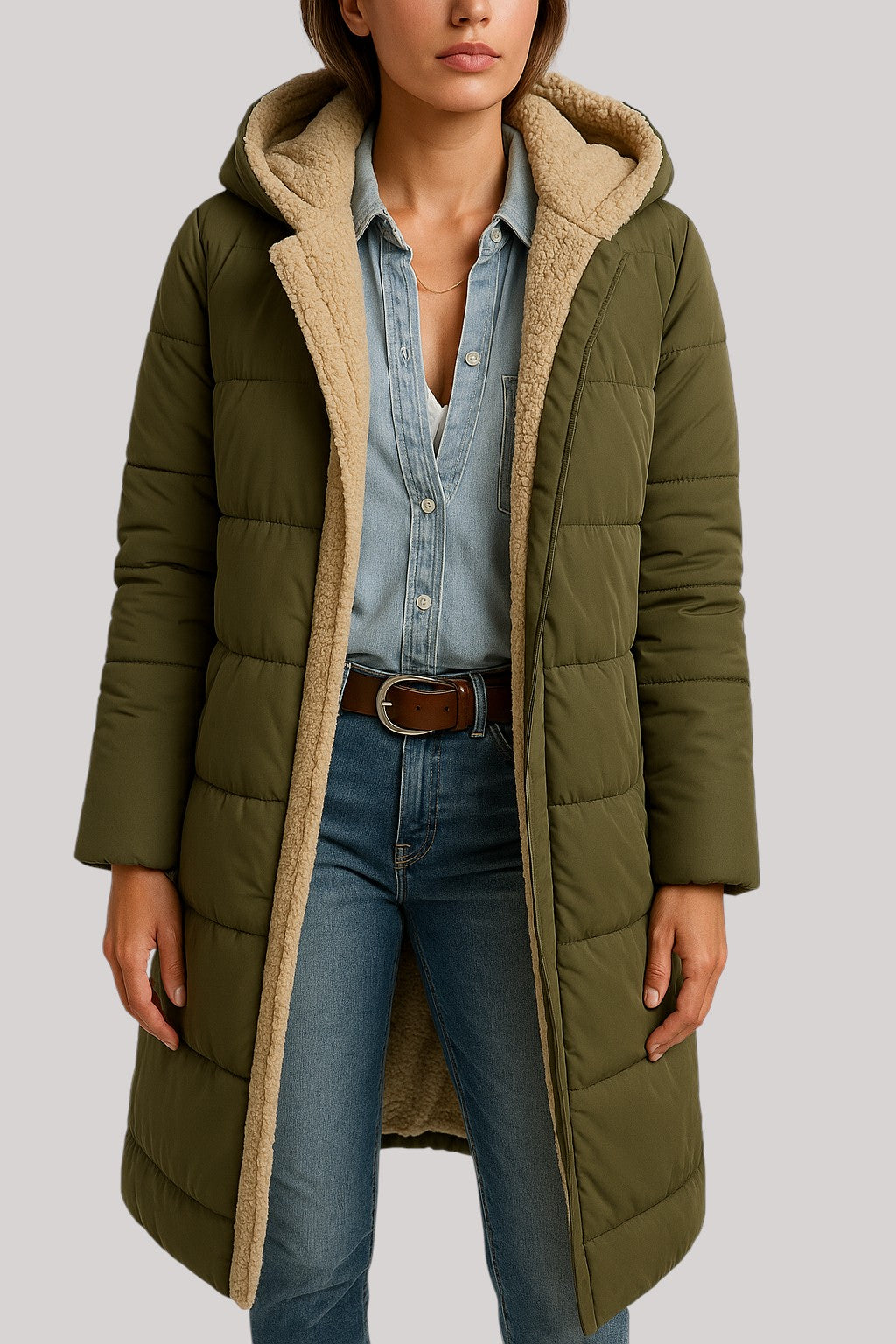 Tova - Oversize vinterkappa med sherpa-foder