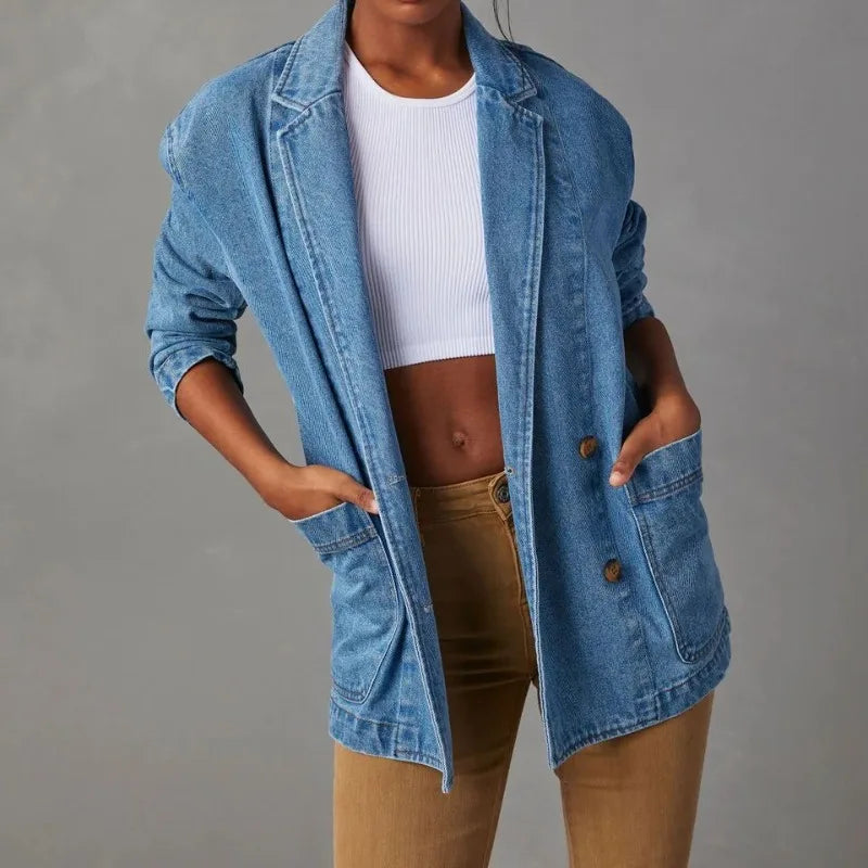 Stockholm Atelier™ - Stylish Denim Blazer Jacket