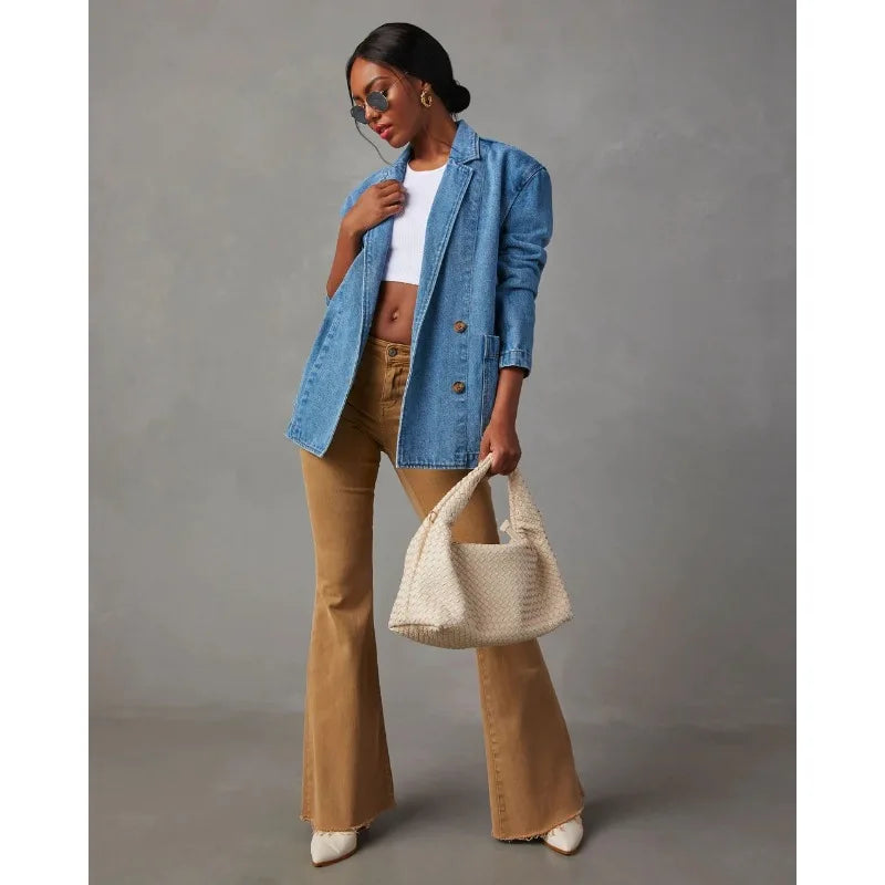 Stockholm Atelier™ - Stylish Denim Blazer Jacket