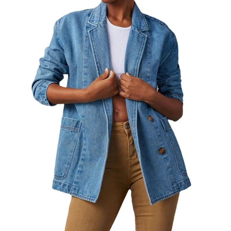 Stockholm Atelier™ - Stylish Denim Blazer Jacket
