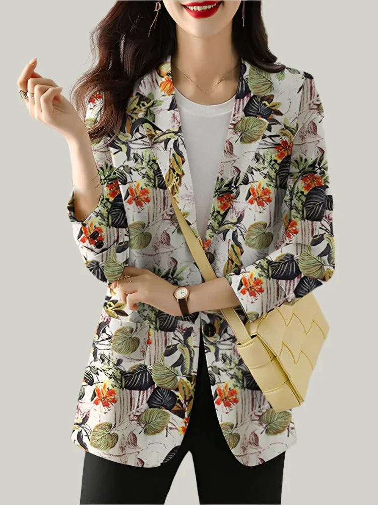 Stockholm Atelier™ - Chic Floral Printed Blazer