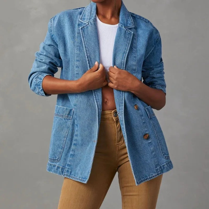 Stockholm Atelier™ - Stylish Denim Blazer Jacket