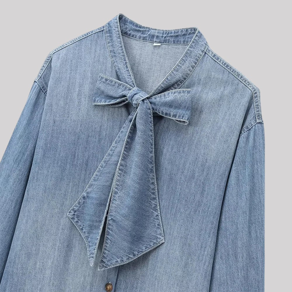 Clémence | Denimblus med rosett