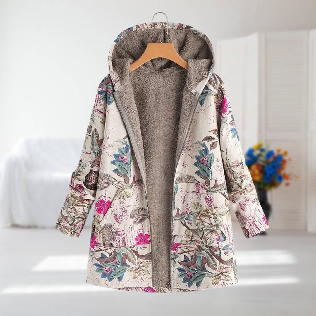 Flora | Varm, mjuk fodrad stickad jacka parkas