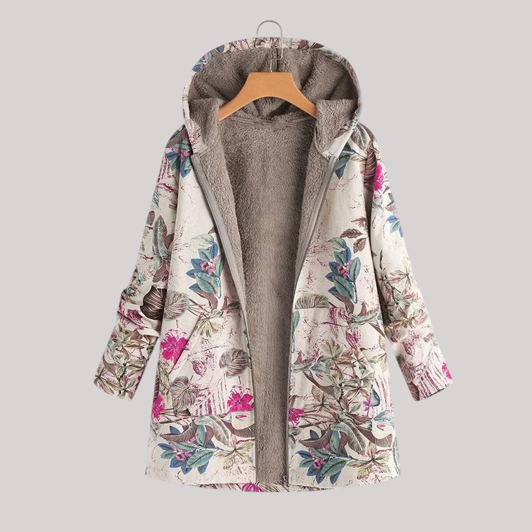 Flora | Varm, mjuk fodrad stickad jacka parkas