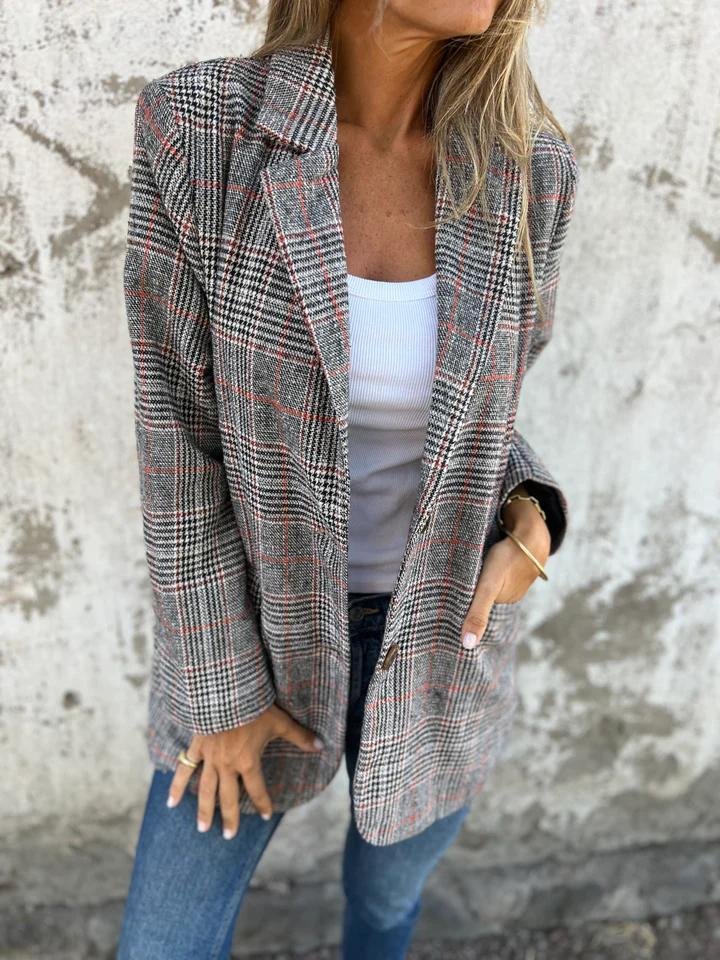 Stockholm Atelier™ - Casual Check Blazer with Lapels